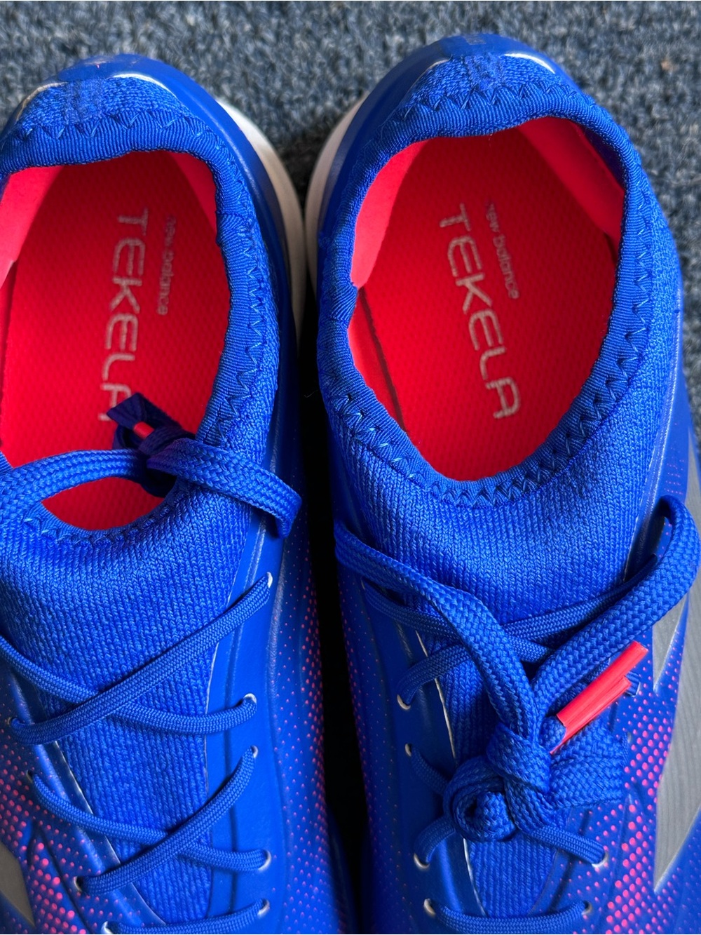 New Balance Blue Athletic Turf Soccer Shoes with Pink Accents - Picture 5 of 6